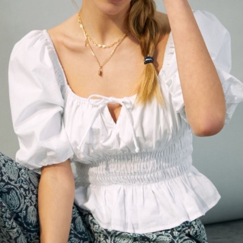 Faithfull the brand coquette off the shoulder puffy white top
